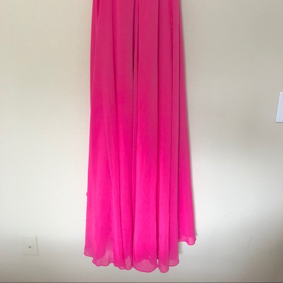 CACHE Pink High Low Illusion Chiffon Dress Sz 4 - Picture 6 of 8